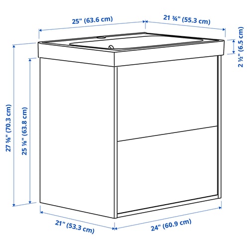 Illustration with measurements for the product: HAVBÄCK.