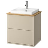 HAVBÄCK / ORRSJÖN Bathroom vanity with sink & faucet, beige/bamboo, 25x21 1/2x28 3/8 "