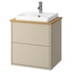 HAVBÄCK / ORRSJÖN Bathroom vanity with sink & faucet, beige/bamboo, 25x21 1/2x28 3/8 "