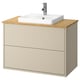 HAVBÄCK / ORRSJÖN Bathroom vanity with sink & faucet, beige/bamboo, 37x21 1/2x28 3/8 "