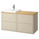 HAVBÄCK / ORRSJÖN Bathroom vanity with sink & faucet, beige/bamboo, 49x21 1/2x28 3/8 "
