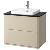 HAVBÄCK / ORRSJÖN Bathroom vanity with sink & faucet, beige/black marble effect, 31x21 1/2x28 3/8 "