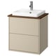 HAVBÄCK / ORRSJÖN Bathroom vanity with sink & faucet, beige/brown walnut effect, 25x21 1/2x28 3/8 "