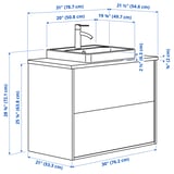 HAVBÄCK / ORRSJÖN Bathroom vanity with sink & faucet, beige/brown walnut effect, 31x21 1/2x28 3/8 "