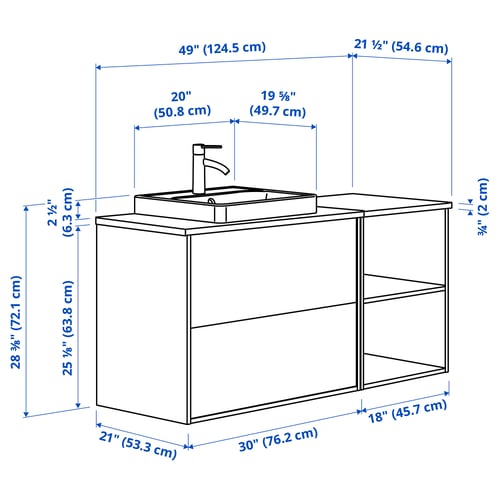 Illustration with measurements for the product: HAVBÄCK.