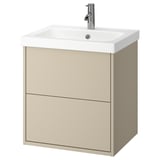 HAVBÄCK / ORRSJÖN Bathroom vanity with sink & faucet, beige, 25x21 3/4x27 5/8 "