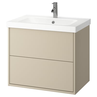 HAVBÄCK / ORRSJÖN Bathroom vanity with sink & faucet, beige, 31x21 3/4x27 5/8 "