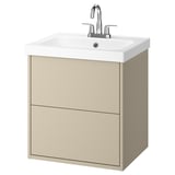 HAVBÄCK / ORRSJÖN Bathroom vanity with sink & faucet, beige, 25x21 3/4x27 5/8 "