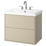 HAVBÄCK / ORRSJÖN Bathroom vanity with sink & faucet, beige, 31x21 3/4x27 5/8 "