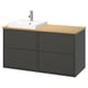 HAVBÄCK / ORRSJÖN Bathroom vanity with sink & faucet, dark gray/bamboo, 49x21 1/2x28 3/8 "