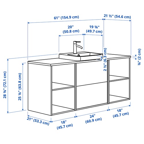 Illustration with measurements for the product: HAVBÄCK.