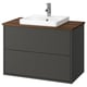 HAVBÄCK / ORRSJÖN Bathroom vanity with sink & faucet, dark gray/brown walnut effect, 37x21 1/2x28 3/8 "