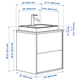 HAVBÄCK / ORRSJÖN Bathroom vanity with sink & faucet, dark gray/brown walnut effect, 25x21 1/2x28 3/8 "