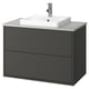 HAVBÄCK / ORRSJÖN Bathroom vanity with sink & faucet, dark gray/gray stone effect, 37x21 1/2x28 3/8 "
