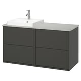 HAVBÄCK / ORRSJÖN Bathroom vanity with sink & faucet, dark gray/gray stone effect, 49x21 1/2x28 3/8 "