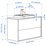 HAVBÄCK / ORRSJÖN Bathroom vanity with sink & faucet, dark gray/white marble effect, 37x21 1/2x28 3/8 "