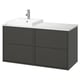HAVBÄCK / ORRSJÖN Bathroom vanity with sink & faucet, dark gray/white marble effect, 49x21 1/2x28 3/8 "