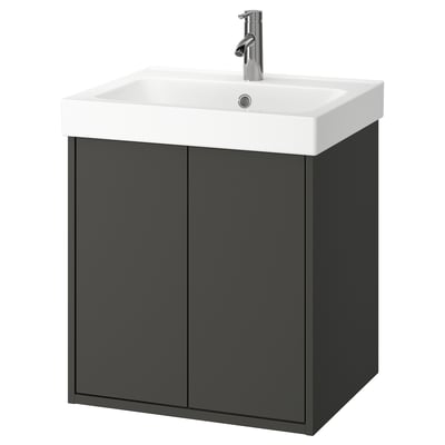 HAVBÄCK / ORRSJÖN Bathroom vanity with sink & faucet, dark gray, 25x21 3/4x28 3/4 "