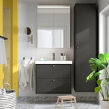 HAVBÄCK / ORRSJÖN Bathroom vanity with sink & faucet, dark gray, 31x21 3/4x27 5/8 "