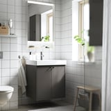 HAVBÄCK / ORRSJÖN Bathroom vanity with sink & faucet, dark gray, 25x21 3/4x28 3/4 "