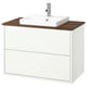 HAVBÄCK / ORRSJÖN Bathroom vanity with sink & faucet, white/brown walnut effect, 37x21 1/2x28 3/8 "