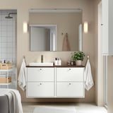 HAVBÄCK / ORRSJÖN Bathroom vanity with sink & faucet, white/brown walnut effect, 49x21 1/2x28 3/8 "