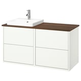 HAVBÄCK / ORRSJÖN Bathroom vanity with sink & faucet, white/brown walnut effect, 49x21 1/2x28 3/8 "