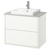 HAVBÄCK / ORRSJÖN Bathroom vanity with sink & faucet, white/gray stone effect, 31x21 1/2x28 3/8 "
