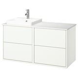 HAVBÄCK / ORRSJÖN Bathroom vanity with sink & faucet, white/white marble effect, 49x21 1/2x28 3/8 "