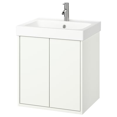 HAVBÄCK / ORRSJÖN Bathroom vanity with sink & faucet, white, 25x21 3/4x28 3/4 "