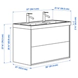 HAVBÄCK / ORRSJÖN Bathroom vanity with sink & faucets, beige, 37x21 3/4x27 5/8 "
