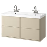 HAVBÄCK / ORRSJÖN Bathroom vanity with sink & faucets, beige, 49x21 3/4x27 5/8 "