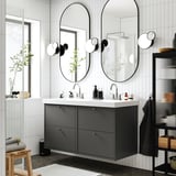 HAVBÄCK / ORRSJÖN Bathroom vanity with sink & faucets, dark gray, 49x21 3/4x27 5/8 "