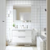 HAVBÄCK / ORRSJÖN Bathroom vanity with sink & faucets, white, 37x21 3/4x27 5/8 "