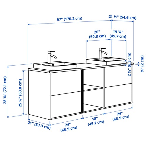 Illustration with measurements for the product: HAVBÄCK.