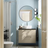 HAVBÄCK / TÖRNVIKEN Bathroom vanity with sink & faucet, beige/black marble effect, 31x21 1/2x31 3/8 "