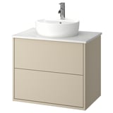 HAVBÄCK / TÖRNVIKEN Bathroom vanity with sink & faucet, beige/white marble effect, 31x21 1/2x31 3/8 "