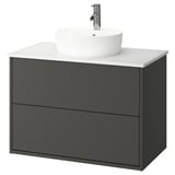 HAVBÄCK / TÖRNVIKEN Bathroom vanity with sink & faucet, dark gray/white marble effect, 37x21 1/2x31 3/8 "