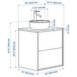 HAVBÄCK / TÖRNVIKEN Bathroom vanity with sink & faucet, dark gray/white marble effect, 25x21 1/2x31 3/8 "