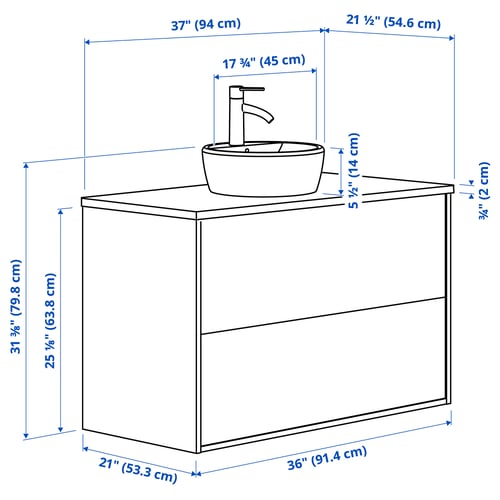 Illustration with measurements for the product: HAVBÄCK.