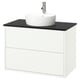 HAVBÄCK / TÖRNVIKEN Bathroom vanity with sink & faucet, white/black marble effect, 37x21 1/2x31 3/8 "