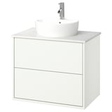 HAVBÄCK / TÖRNVIKEN Bathroom vanity with sink & faucet, white/white marble effect, 31x21 1/2x31 3/8 "