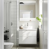 HAVBÄCK / TÖRNVIKEN Bathroom vanity with sink & faucet, white/white marble effect, 31x21 1/2x31 3/8 "