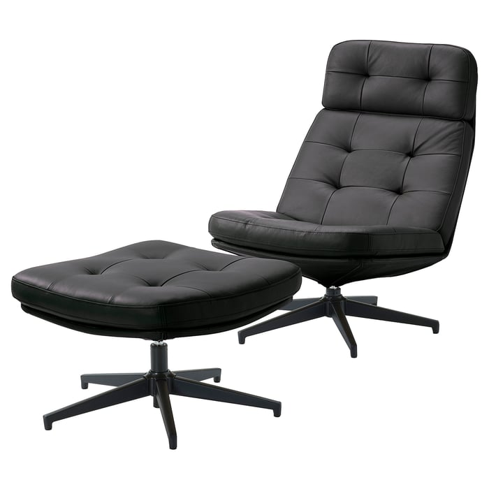 HAVBERG armchair and ottoman, Grann/Bomstad black IKEA