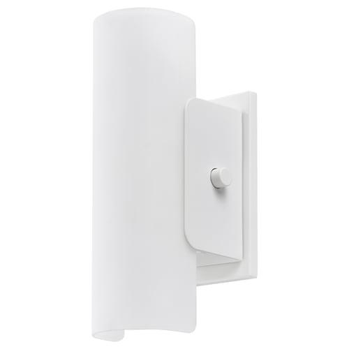 HAVSDUN: white wall lamp with frosted glass, metal base, dimmable.