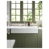 HAVSEN Apron front double bowl sink, white, 37x19 "