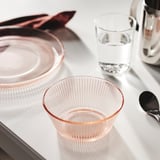 HAVSGÄDDA Bowl, stripe pattern/pink, 4 ½ "