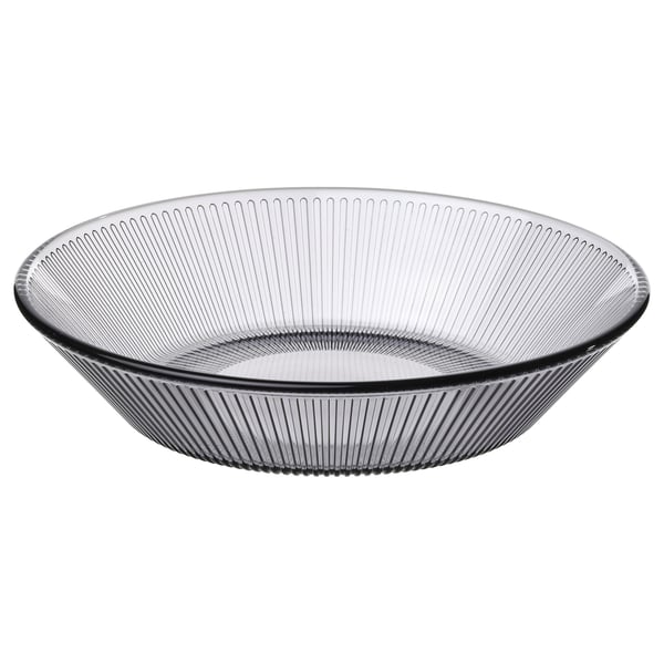HAVSGÄDDA Deep plate/bowl, stripe pattern/gray, 7 ½ "