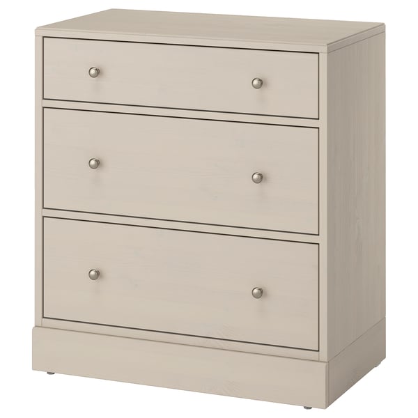 HAVSTA 3-drawer chest, gray-beige, 31 7/8x18 1/2x35 "