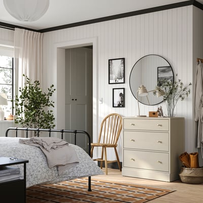 HAVSTA 3-drawer chest, gray-beige, 31 7/8x18 1/2x35 "